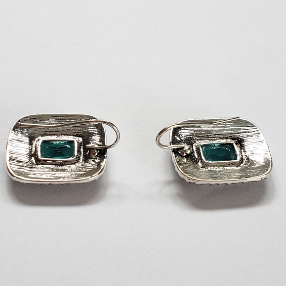 Earrings Silver Aquamarine Crystal NWT - Picture 4 of 6